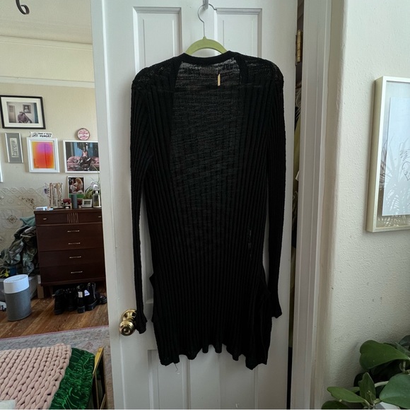 Michael Kors Long Black Loose Knit Cardigan - Picture 6 of 6